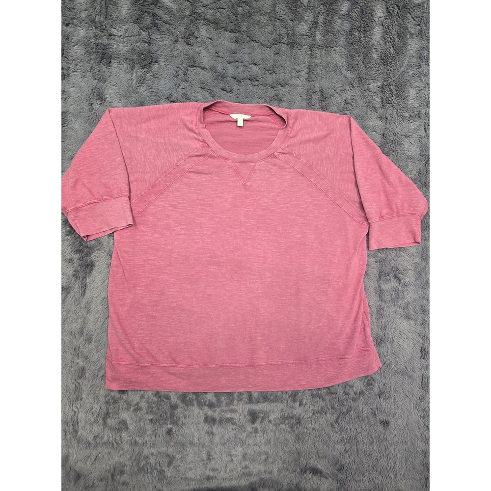 Terra & Sky Womens 1X Red Raglan Short Sleeve Sweatshirt Crew Neck TS33100076533